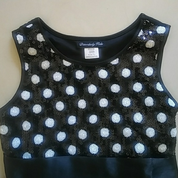 B & W Polka Dot Disorderly Kids Dress - Picture 2 of 6
